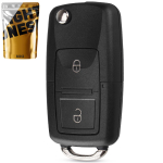 Выкидной корпус ключа на 2 кнопки Volkswagen Passat B5 , Passat B6 , Tiguan , Golf 4 , Golf 5 , New Beetle , Polo , Skoda Fabia , Superb , Roomster , Octavia Tour , Octavia A5 ( с местом под батарейку , лезвие HU66 , лампочка посредине ) 
