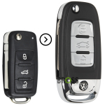 Выкидной корпус ключа на 3 кнопки Volkswagen Passat B7 , Tiguan , Golf 6 , Polo 5 , Skoda Fabia , Superb , Roomster , Octavia A5 ( тюнинг , лампочка сверху )