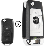 Выкидной корпус ключа на 3 кнопки Volkswagen Passat B5 B6 , Tiguan , Golf 4 5 , New Beetle , Polo , Skoda Fabia , Superb , Roomster , Octavia Tour A5 (тюнинг ключа, лампочка посередине )