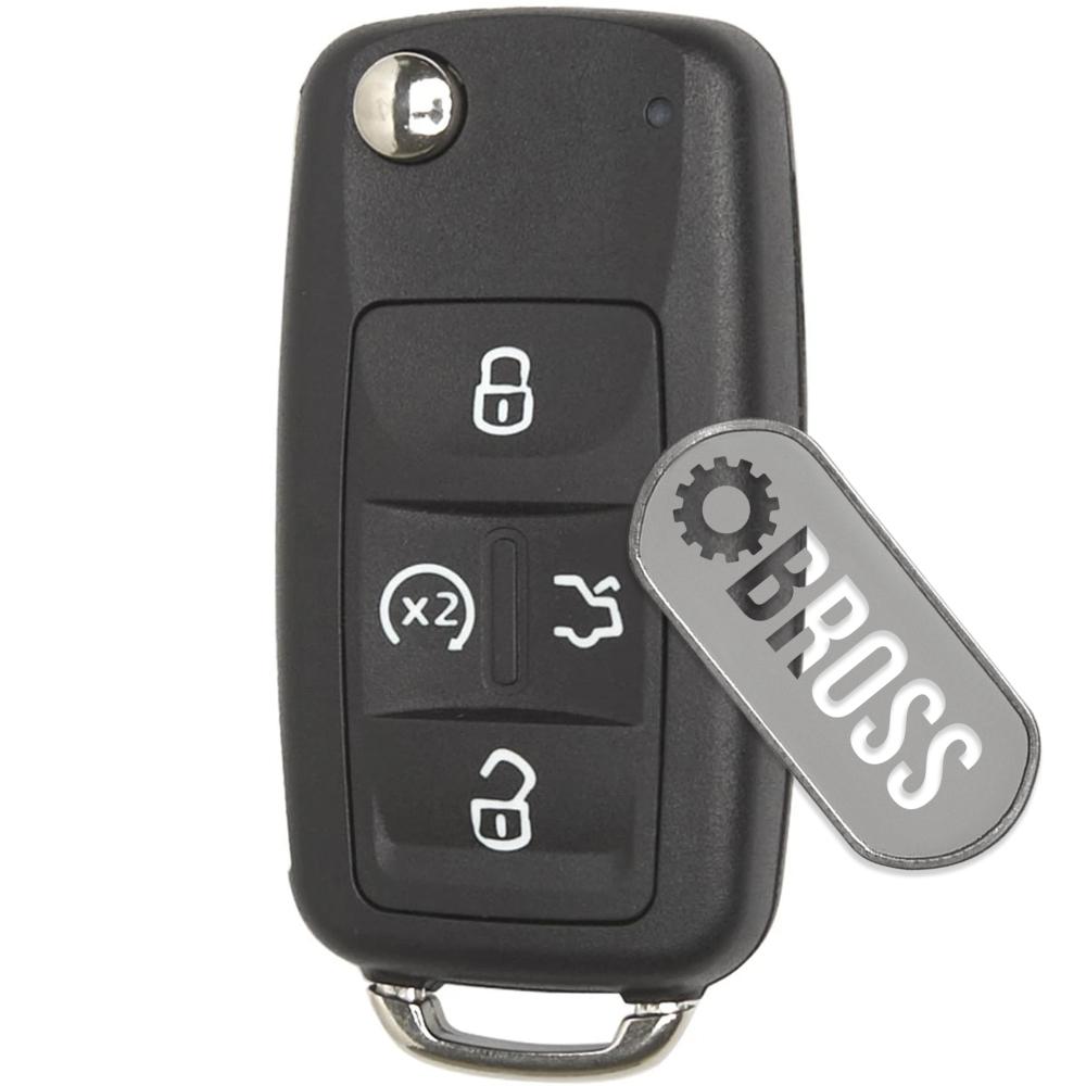 Выкидной корпус ключа на 4 кнопки Volkswagen Passat B7 , Caddy , Touran , T5 Caravelle Multivan ( автозапуск , лампочка сверху )