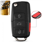 Выкидной корпус ключа на 3 кнопки Volkswagen Passat B5 , Passat B6 , Tiguan , Golf 4 , Golf 5 , New Beetle , Polo , Skoda Fabia , Superb , Roomster , Octavia Tour , Octavia A5 ( 3+1 , с кнопкой panic , с местом под аккумулятор CR2032 ) 