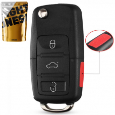 Выкидной корпус ключа на 3 кнопки Volkswagen Passat B5 , Passat B6 , Tiguan , Golf 4 , Golf 5 , New Beetle , Polo , Skoda Fabia , Superb , Roomster , Octavia Tour , Octavia A5 ( 3+1 , с кнопкой panic , с местом под аккумулятор CR2032 ) 