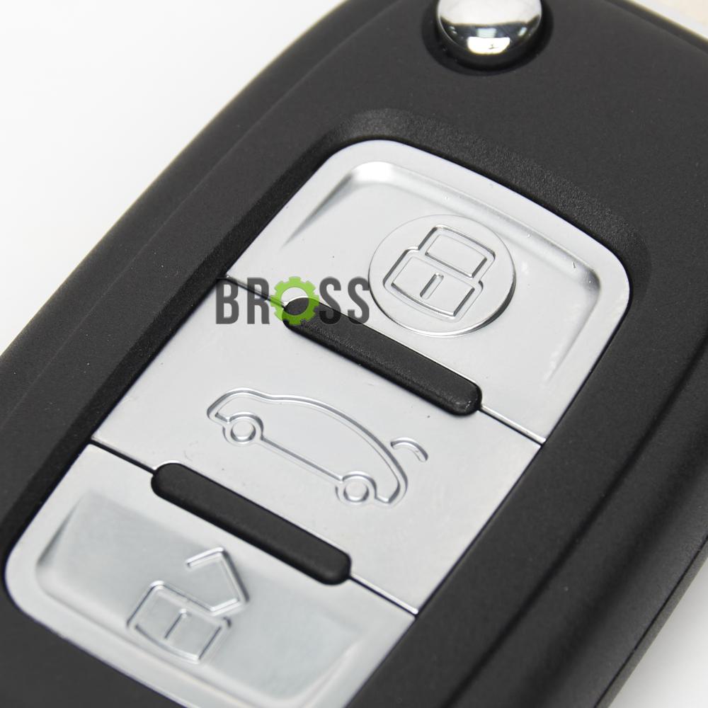 Выкидной корпус ключа на 3 кнопки Volkswagen Passat B7 , Tiguan , Golf 6 , Polo 5 , Skoda Fabia , Superb , Roomster , Octavia A5 ( тюнинг , лампочка сверху )