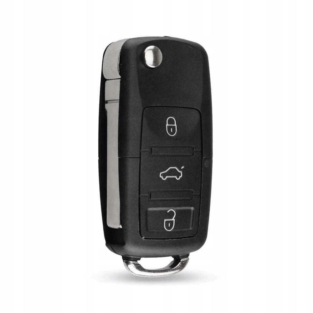 Выкидной корпус ключа на 3 кнопки Volkswagen Passat B5 , Passat B6 , Tiguan , Golf 4 , Golf 5 , New Beetle , Polo , Skoda Fabia , Superb , Roomster , Octavia Tour , Octavia A5 ( с местом под батарейку , лезвие HU66 , лампочка посредине ) 
