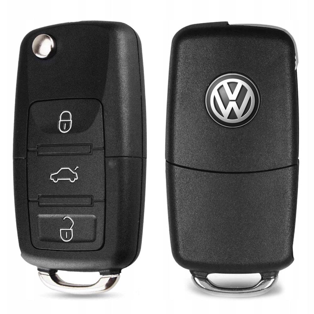 Выкидной корпус ключа на 3 кнопки Volkswagen Passat B5 , Passat B6 , Tiguan , Golf 4 , Golf 5 , New Beetle , Polo , Skoda Fabia , Superb , Roomster , Octavia Tour , Octavia A5 ( с местом под батарейку , лезвие HU66 , лампочка посредине ) 
