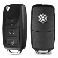Выкидной корпус ключа на 3 кнопки Volkswagen Passat B5 , Passat B6 , Tiguan , Golf 4 , Golf 5 , New Beetle , Polo , Skoda Fabia , Superb , Roomster , Octavia Tour , Octavia A5 ( с местом под батарейку , лезвие HU66 , лампочка посредине ) 