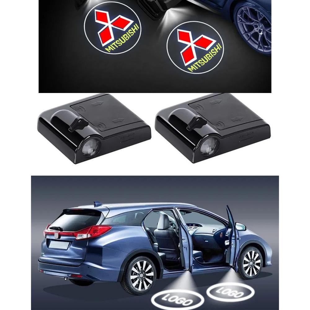 Светодиодная универсальная проекция логотипа для автомобиля Mitsubishi (комплект 2 шт.)
