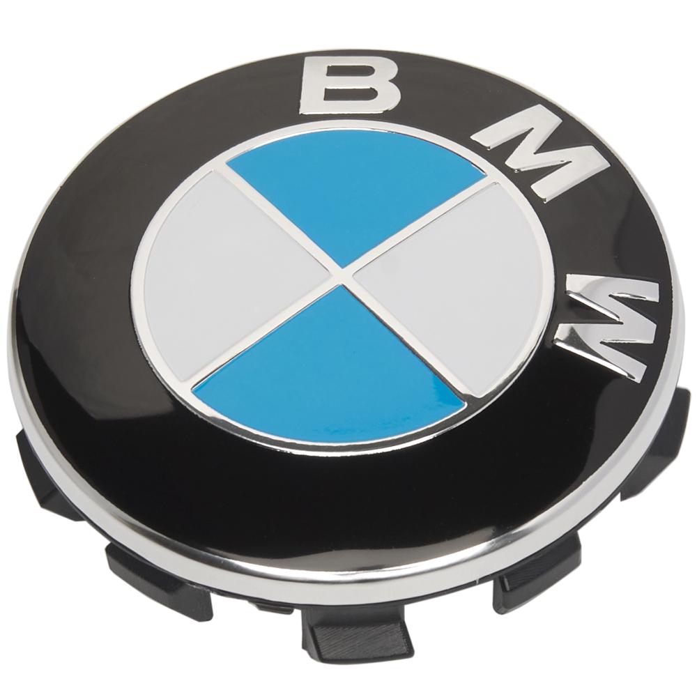 Заглушка колпачка литых дисков для BMW E30, E32, E34, E36, E38, E39, E46, E60, E65, E66, E90, E91, E92, E93, X5 (E53, E70) X6 (синяя) (56 мм)