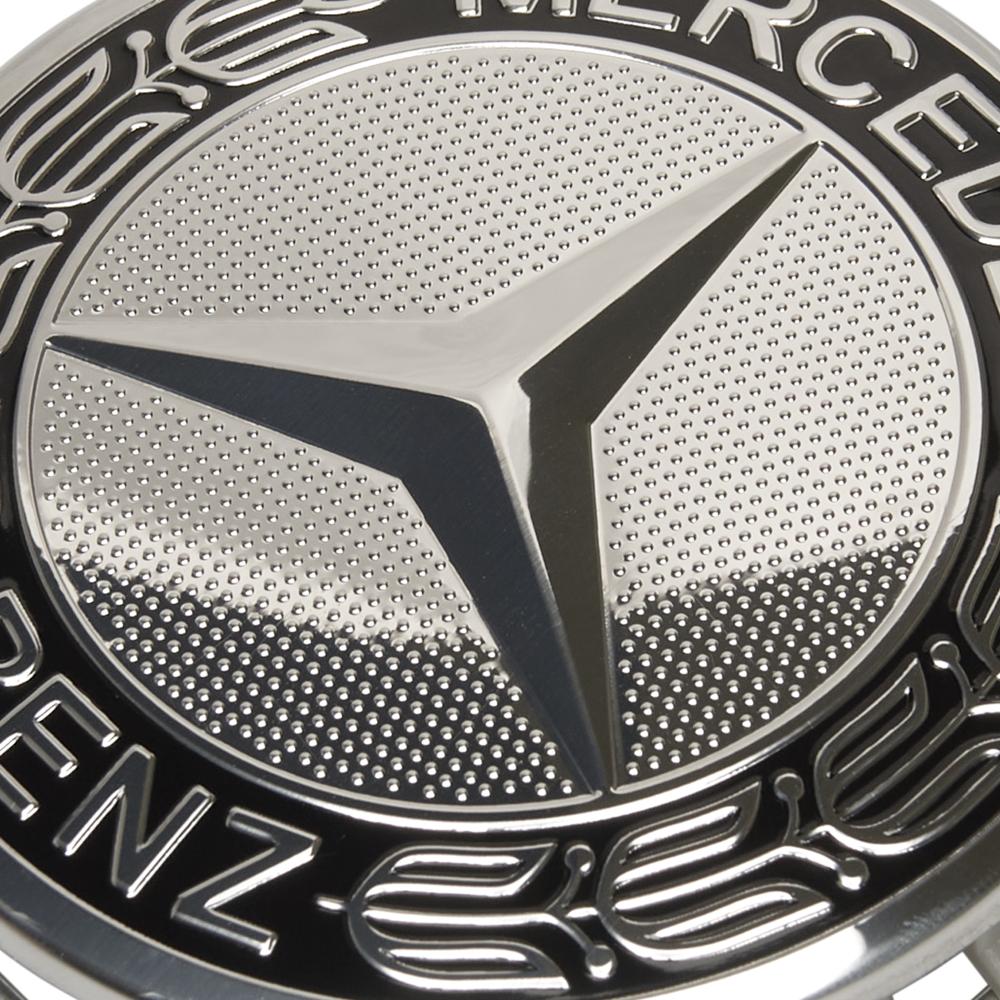 Заглушки колпачки литых дисков для Mercedes Benz Черная+Серебро (75 мм) комплект 4шт
