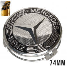Заглушки колпачки литых дисков для Mercedes Benz Черная+Серебро (75 мм)