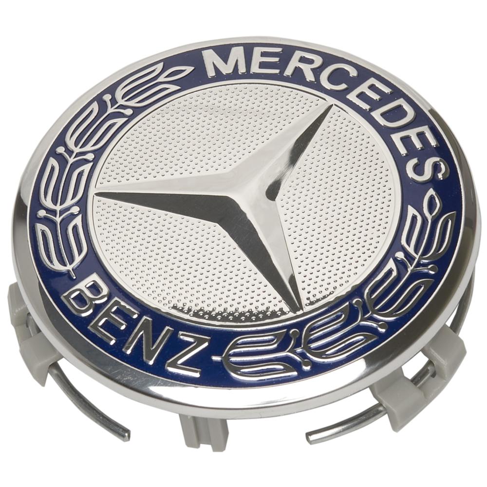 Заглушки колпачки литых дисков для Mercedes Benz, Синяя ( 75 мм)
