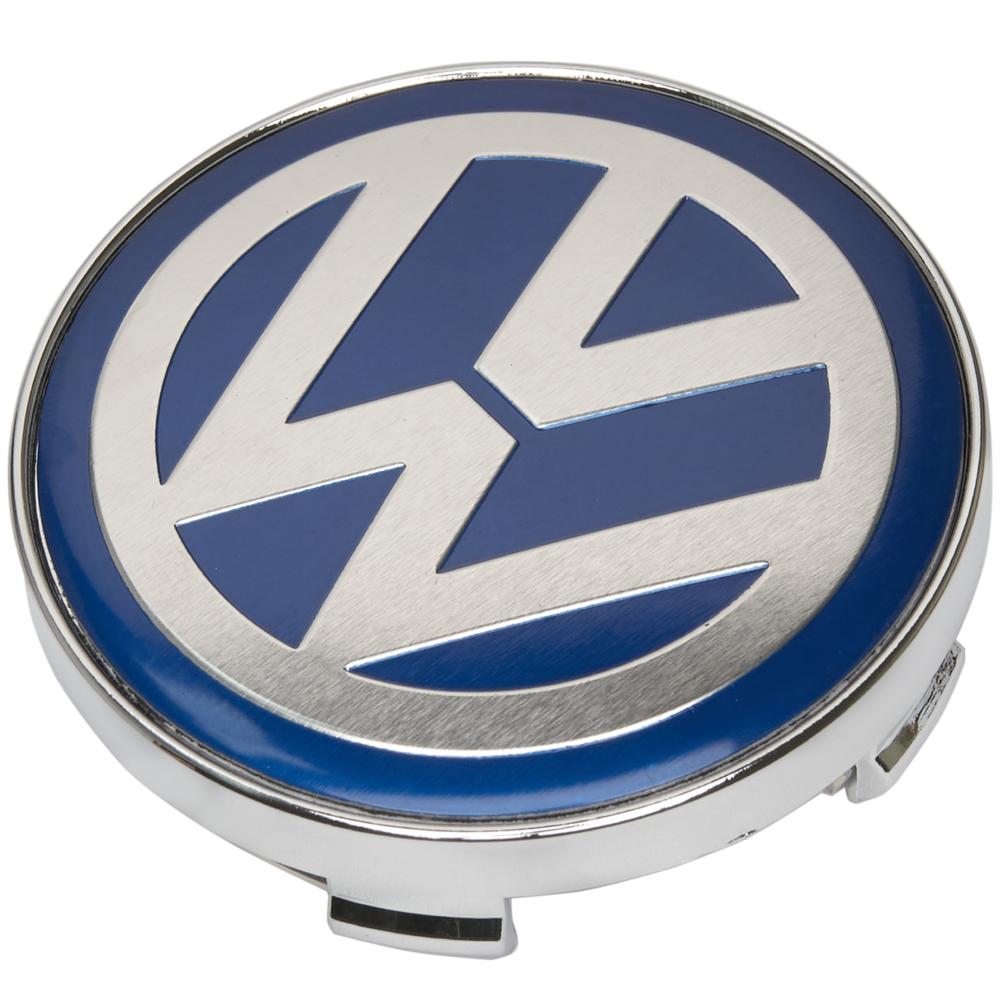 Заглушки колпачки литых дисков для Volkswagen Passat, Amarok, beetle, Jetta, Golf, CC, Eos, Phaeton, Sharan, Tiguan, Touran, Multivan, Touareg, 3B7601171 (синяя-1шт) (60 мм)
