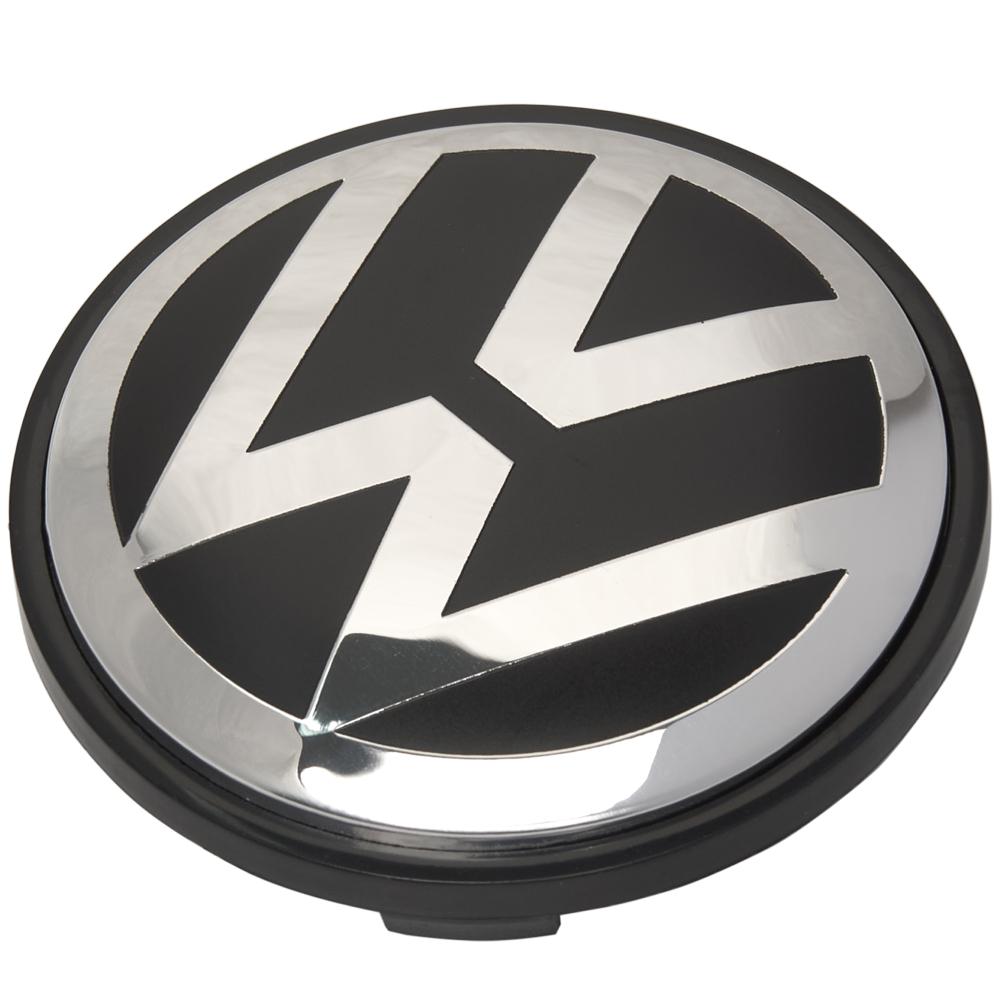 Заглушки колпачки литых дисков для Volkswagen Passat, Amarok, beetle, Jetta, Golf, CC, Eos, Phaeton, Polo, Sharan, Tiguan, Touran, Multivan, Touareg, 7l6601149 (Черная-1шт) (76 мм)