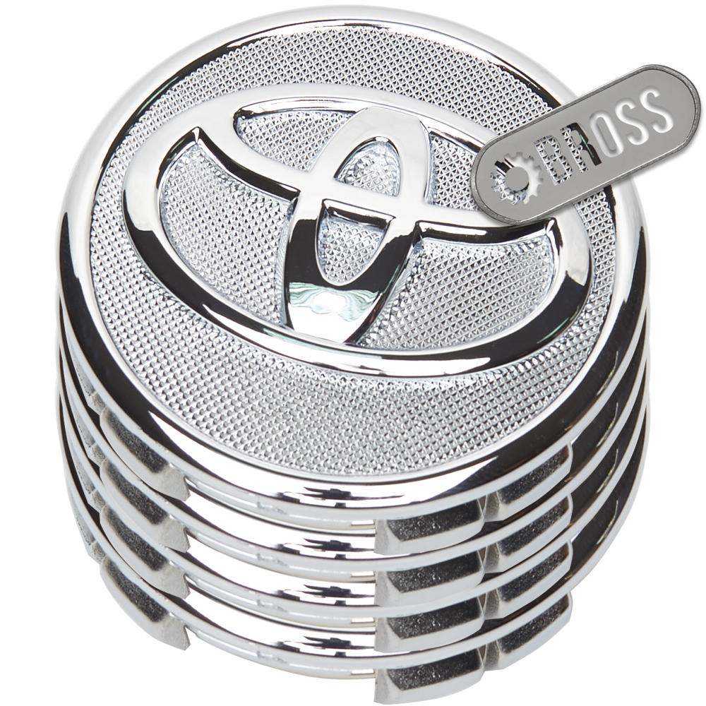 Заглушки ковпачки для литих дисків Toyota Avensis, Corolla, RAV 4, Land Cruiser, Camry, Highlander, Hilux, Prius, C-HR, Yaris КОМПЛЕКТ (Срібні 57 мм)