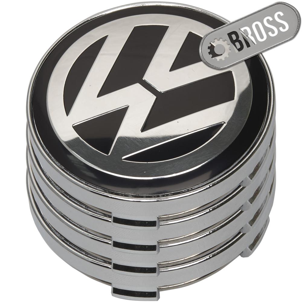 Заглушки колпачки литых дисков для Volkswagen Passat, Amarok, beetle, Jetta, Golf, CC, Eos, Phaeton, Sharan, Tiguan, Touran, Multivan, Touareg, 3B7601171 (черные комплект-4шт) (60 мм)