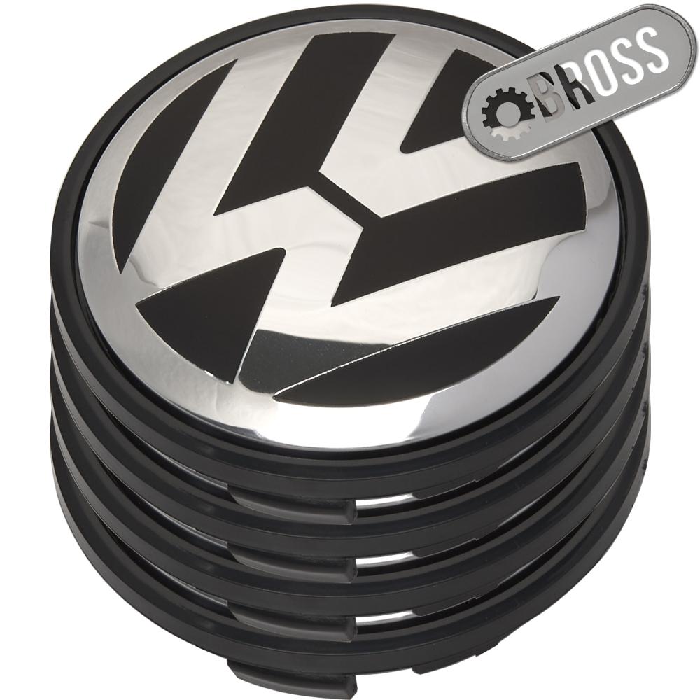 Заглушки колпачки литых дисков для Volkswagen Passat, Amarok, beetle, Jetta, Golf, CC, Eos, Phaeton, Polo, Sharan, Tiguan, Touran, Multivan, Touareg, 7l6601149 (Черные комплект-4шт) (76 мм)