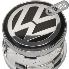 Заглушки колпачки литых дисков для Volkswagen Passat, Amarok, beetle, Jetta, Golf, CC, Eos, Phaeton, Sharan, Tiguan, Touran, Multivan, Touareg, 3B7601171 (черная-1шт) (60 мм)