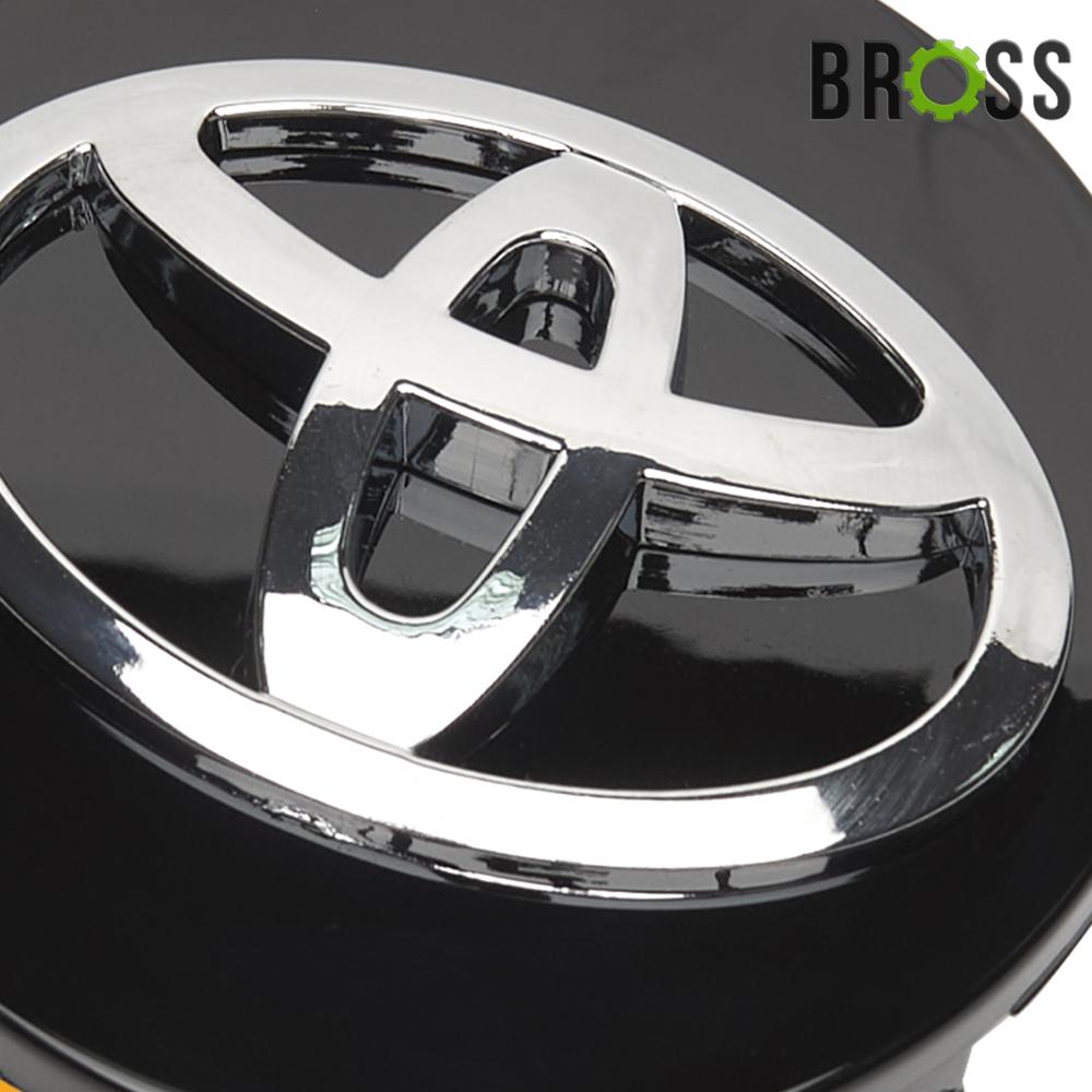 Заглушки колпачки для литых дисков Toyota Avensis, Corolla, RAV 4, Land Cruiser, Camry, Highlander, Hilux, Prius, C-HR, Yaris (Черные 62 мм)