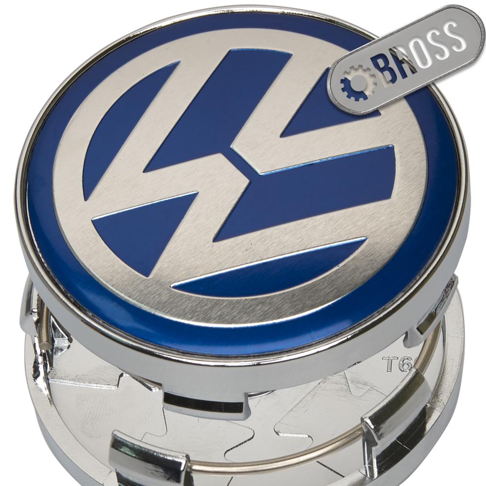 Заглушки колпачки литых дисков для Volkswagen Passat, Amarok, beetle, Jetta, Golf, CC, Eos, Phaeton, Sharan, Tiguan, Touran, Multivan, Touareg, 3B7601171 (синяя-1шт) (60 мм)