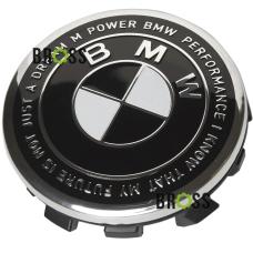 Заглушка колпачка литых дисков для BMW E30, E32, E34, E36, E38, E39, E46, E60, E65, E66, E90, E91, E92, E93, X5 (E53, E70) X6 (Юбилейная 50 лет Motorsport) черная  (56 мм)