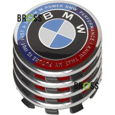 Заглушка колпачка литых дисков для BMW E30, E32, E34, E36, E38, E39, E46, E60, E65, E66, E90, E91, E92, E93, X5 (E53, E70) X6 (Юбилейная 50 лет Motorsport) (56 мм) Комплект 