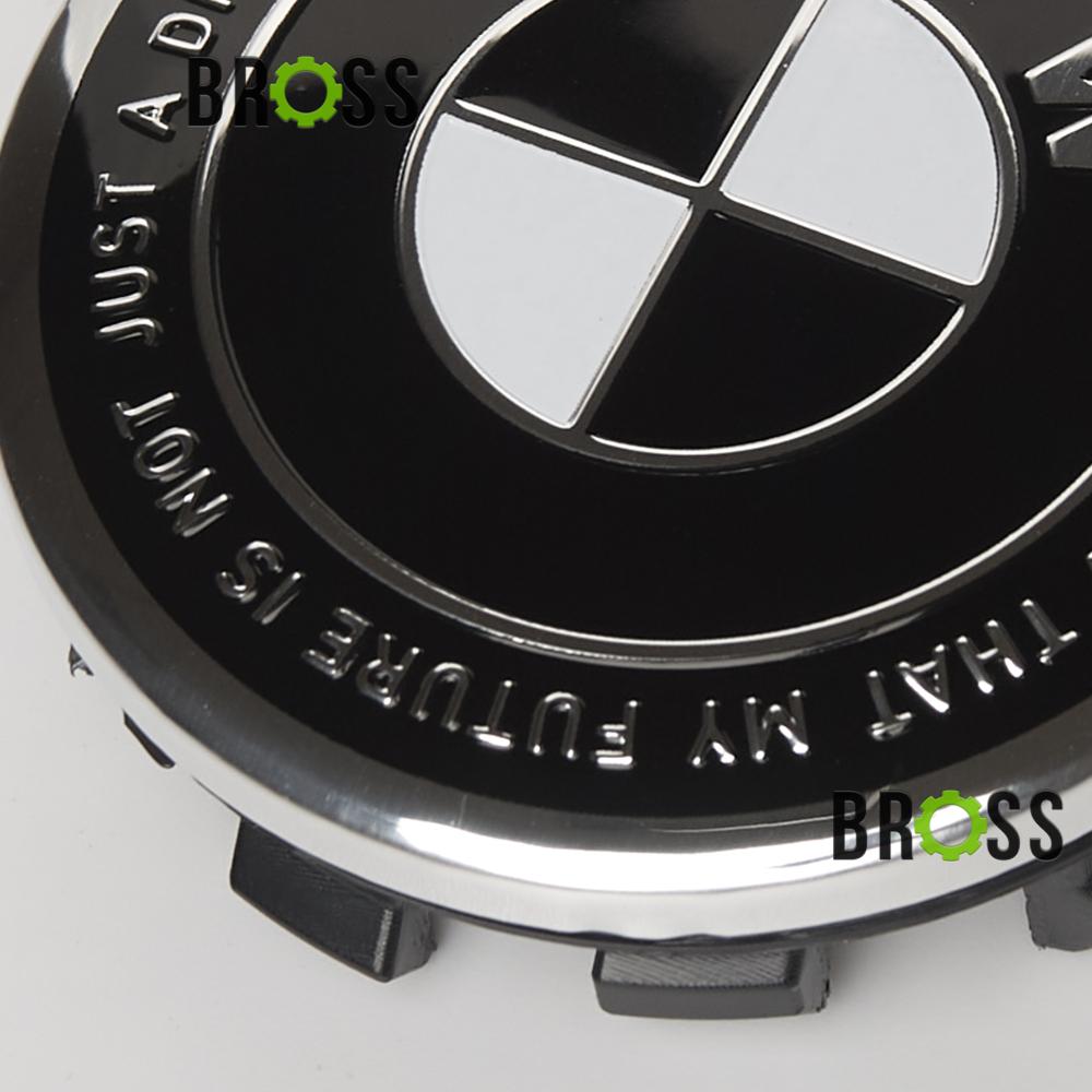Заглушка колпачка литых дисков для BMW E30, E32, E34, E36, E38, E39, E46, E60, E65, E66, E90, E91, E92, E93, X5 (E53, E70) X6 (Юбилейная 50 лет Motorsport) черная  (Комплект 56 мм)