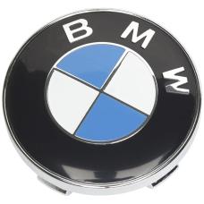 Заглушки колпачки литых дисков для BMW E30, E32, E34, E36, E38, E39, E46, E60, E65, E66, E90, E91, E92, E93, X5 (E53, E70) X6 (синяя) (60 мм)