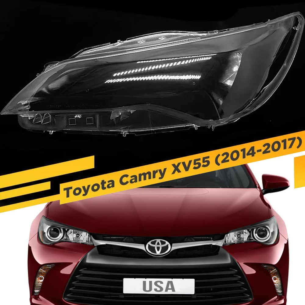Стекло фары Toyota Camry XV50 XV55 USA (2014-2017) рестайлинг левое