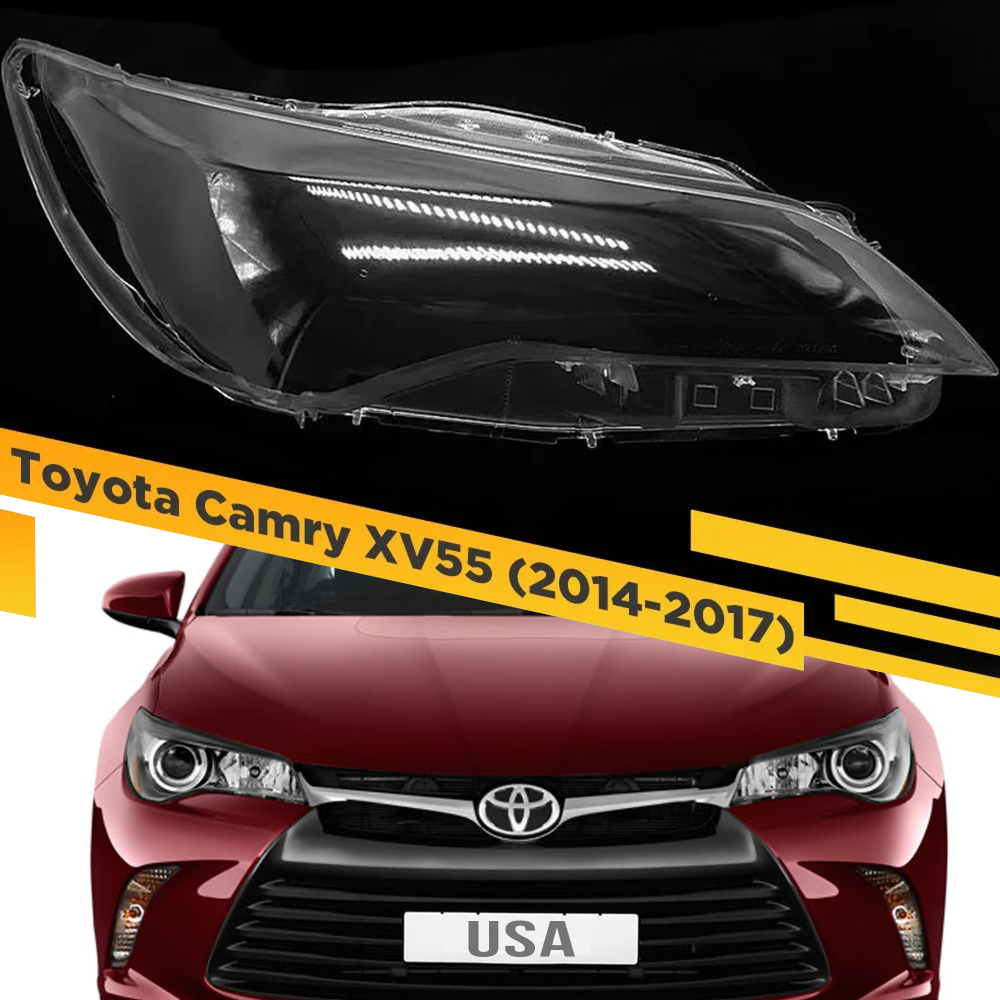 Стекло фары Toyota Camry XV50 XV55 USA (2014-2017) рестайлинг правое