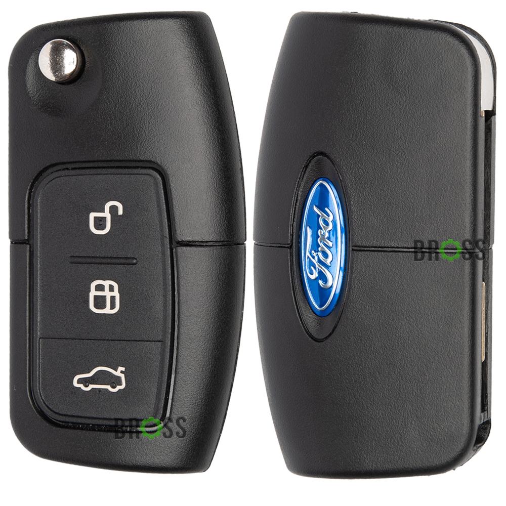 Выкидной корпус ключа Ford Focus , Mondeo , Fiesta , C Max , Galaxy на 3 кнопки с круглым лезвием FO21 ( форд фокус , мондео , фиеста)
