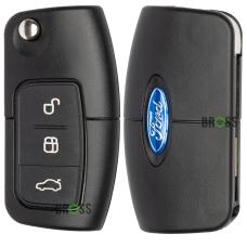 Выкидной корпус ключа Ford Focus , Mondeo , Fiesta , C Max , Galaxy на 3 кнопки с круглым лезвием FO21 ( форд фокус , мондео , фиеста)