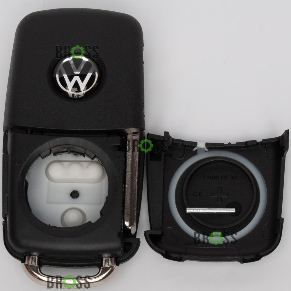 Викидний корпус ключа на 4 + 1 кнопки Volkswagen Caddy 3, Transporter T5 Caravelle Multivan ( кнопки бокових дверей , лампочка зверху , червона кнопка Panic)