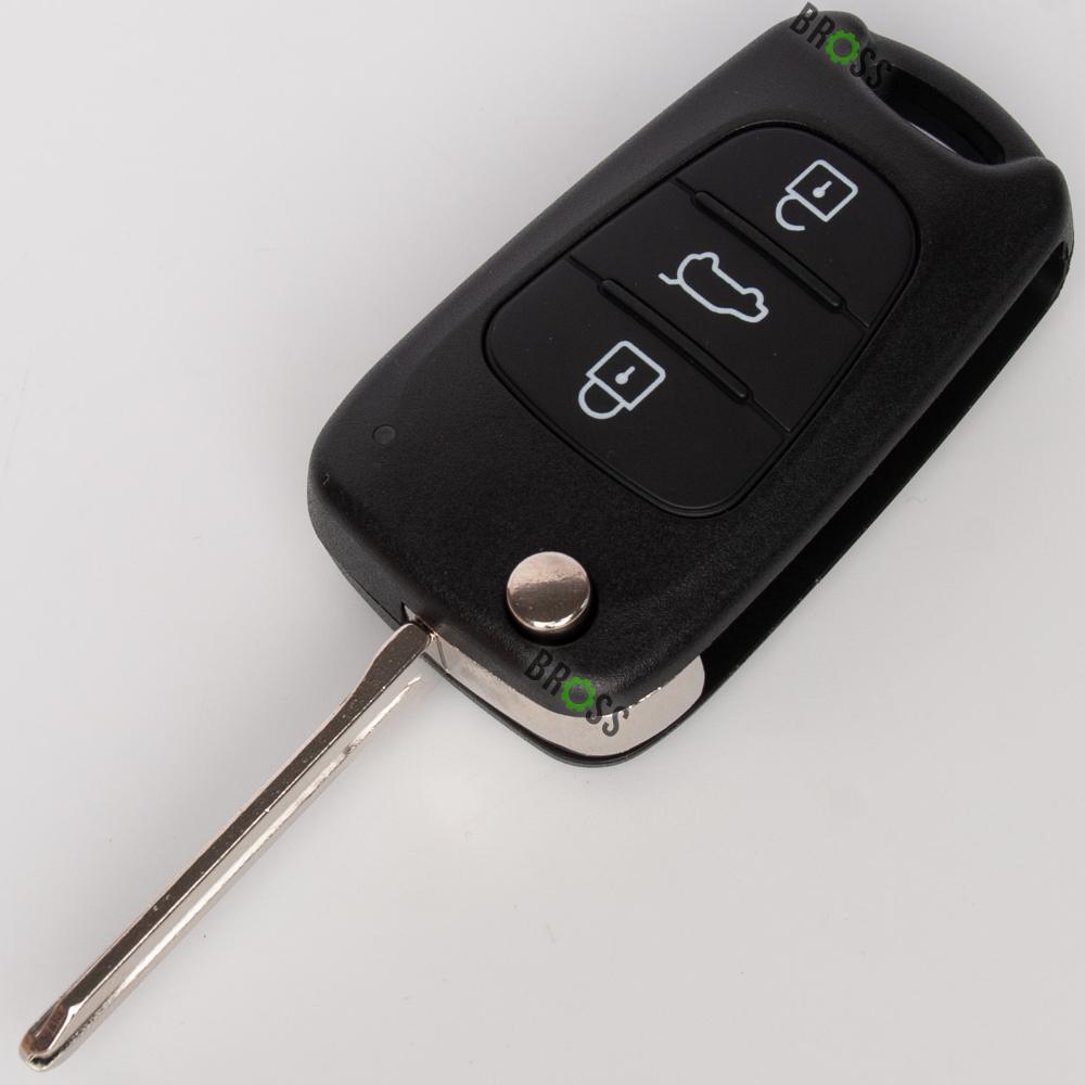 Выкидной корпус ключа на 3 кнопки KIA K2 , K5 , Rio , Picanto , Ceed , Cerato , Sportage , Hyundai I20 , I30 , IX35 , I35 , Elantra  ( левое лезвие HY15 )