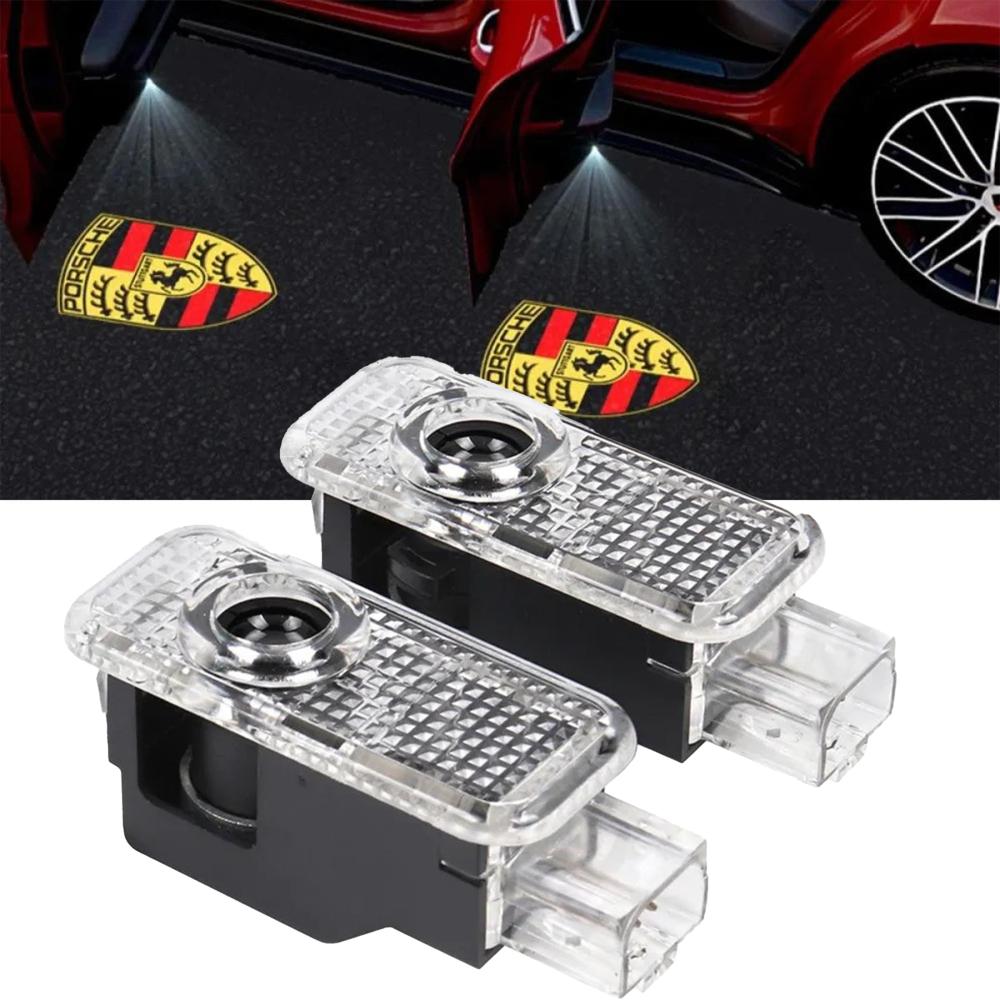 Светодиодная проекция логотипа для автомобиля Porsche Cayenne 2003-2010 (комплект 2 шт.)