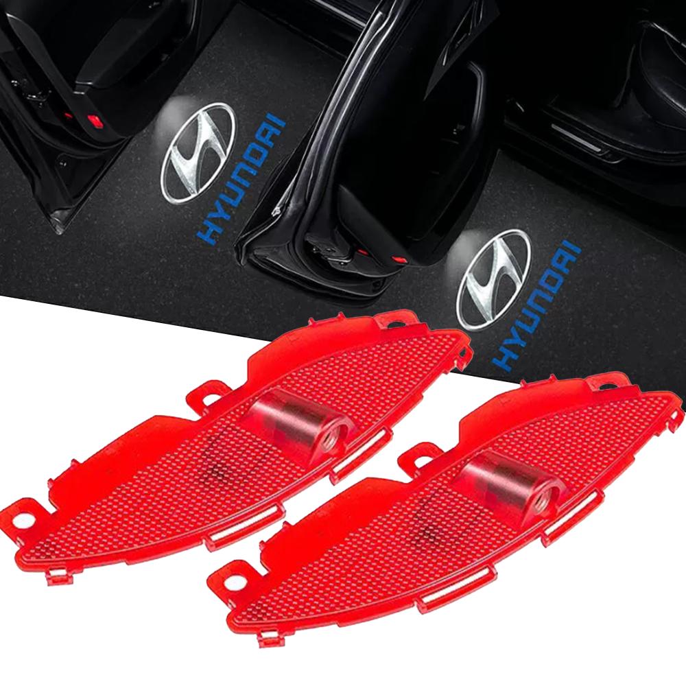 LED проекция подсветка логотипа двери Hyundai Santa Fe DM (3 поколения 2012-2018) комплект 2шт