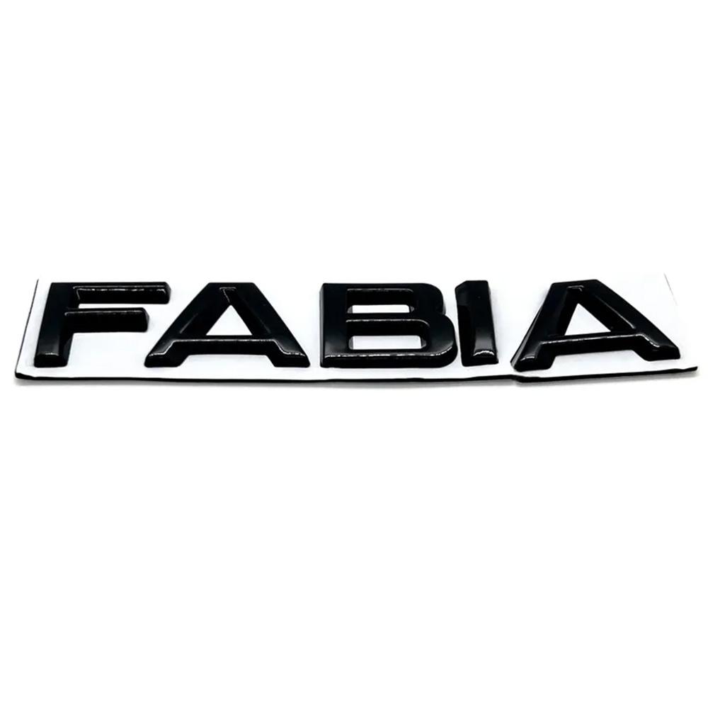 Эмблема шильдик наклейка надпись (FABIA) Skoda Fabia (черная глянцевая) 13.6x2.2 см