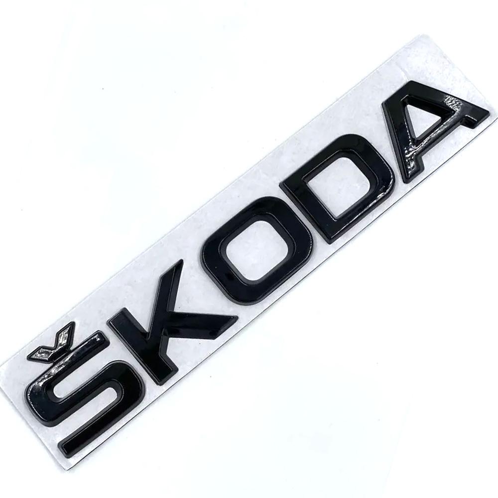 Эмблема шильдик наклейка надпись Skoda Octavia Tour, A5, A7, Fabia, Rapid, Superb (черный глянец) 15х2,3 см