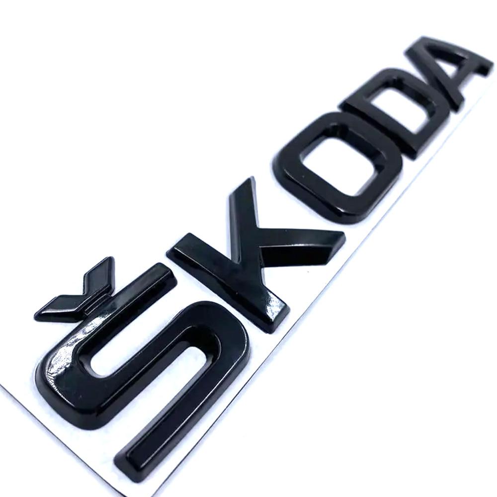 Эмблема шильдик наклейка надпись Skoda Octavia Tour, A5, A7, Fabia, Rapid, Superb (черный глянец) 15х2,3 см