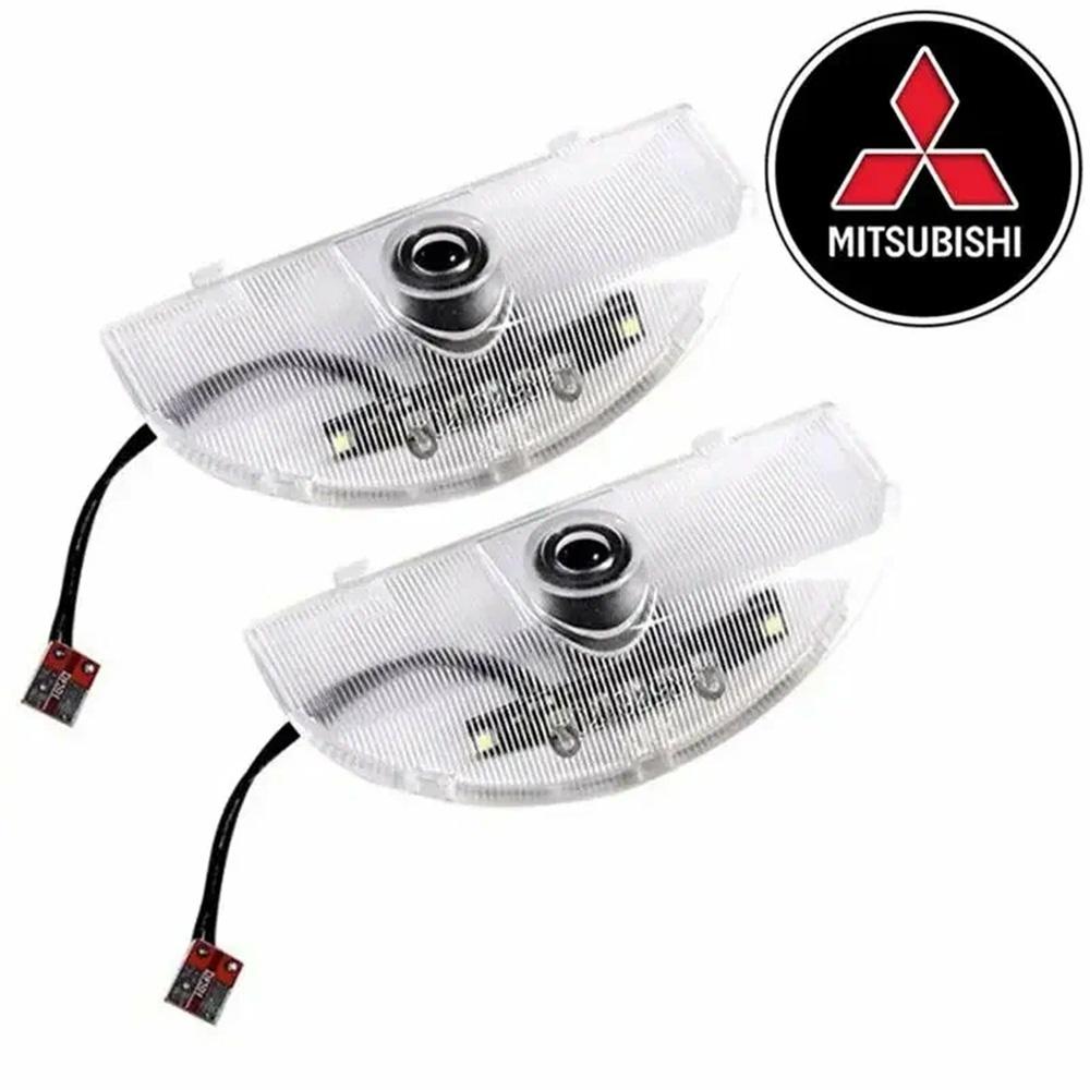 LED проекция подсветка логотипа для дверей Mitsubishi Pajero Sport 2008-2020 (комплект 2 шт)