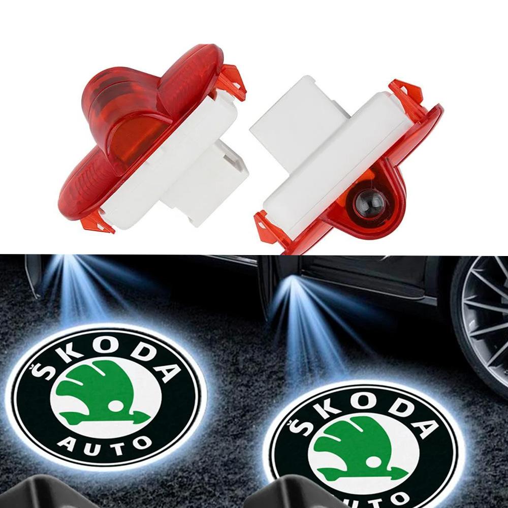 LED проекция подсветка логотипа для дверей Skoda Octavia Tour A4, A5 (ЗЕЛЕНЫЕ)