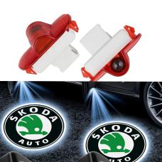 LED проекция подсветка логотипа для дверей Skoda Octavia Tour A4, A5 (ЗЕЛЕНЫЕ)